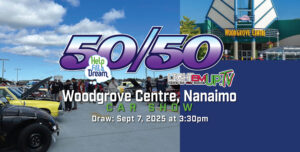 50/50 raffle for the 1st Annual Woodgrove Mall Cruise-In Car Show in Nanaimo in support of Help Fill a Dream