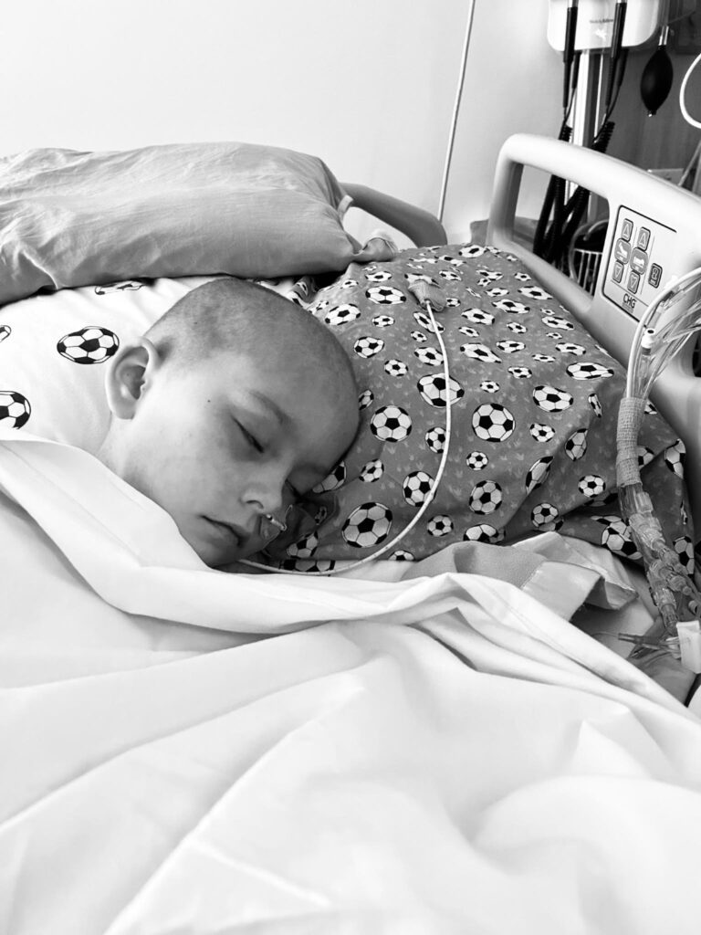 Young boy in.a hospital bed