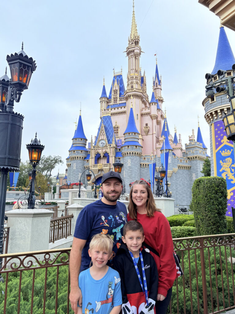 family at disneyland