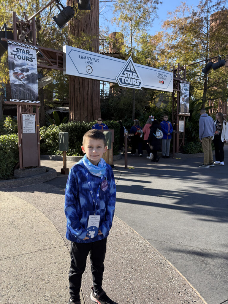 Boy at a star wars theme park